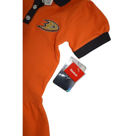 Reebok Anaheim Ducks Girls Polo Dress Orange NHL Face-Off Collection Size 5/6 - Picture 4 of 5